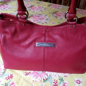CALVIN KLEIN Ladies Handbag, Dark Red, Leather